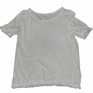 Ann Taylor LOFT White Fringe Tee T Shirt sz S
